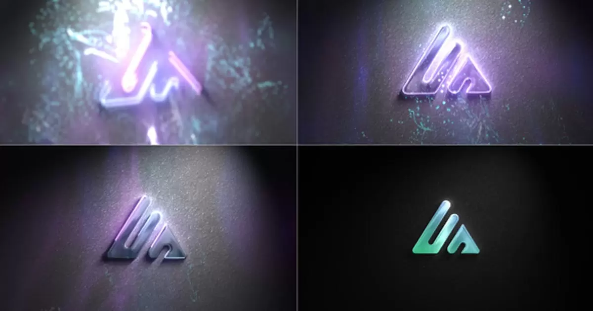 墙壁霓虹灯发光logo标志AE视频模版Wall Neon Logo