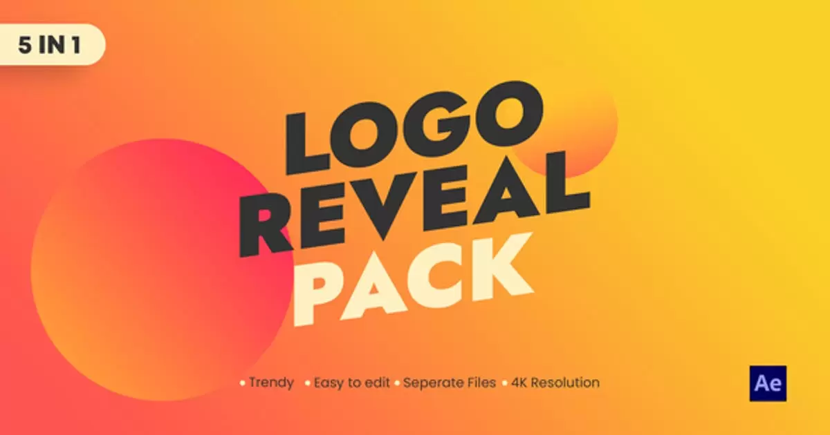 最小标志5合1 logo特效AE视频模版Minimal Logo Reveal Pack | 5 in 1 | After effects templates