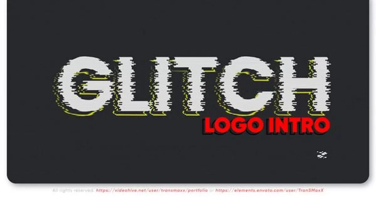 毛刺信号干扰logo标志介绍AE视频模版Glitch Logo Intro