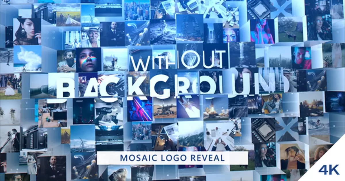 马赛克照片汇聚logo标志显露AE视频模版Mosaic Logo Reveal