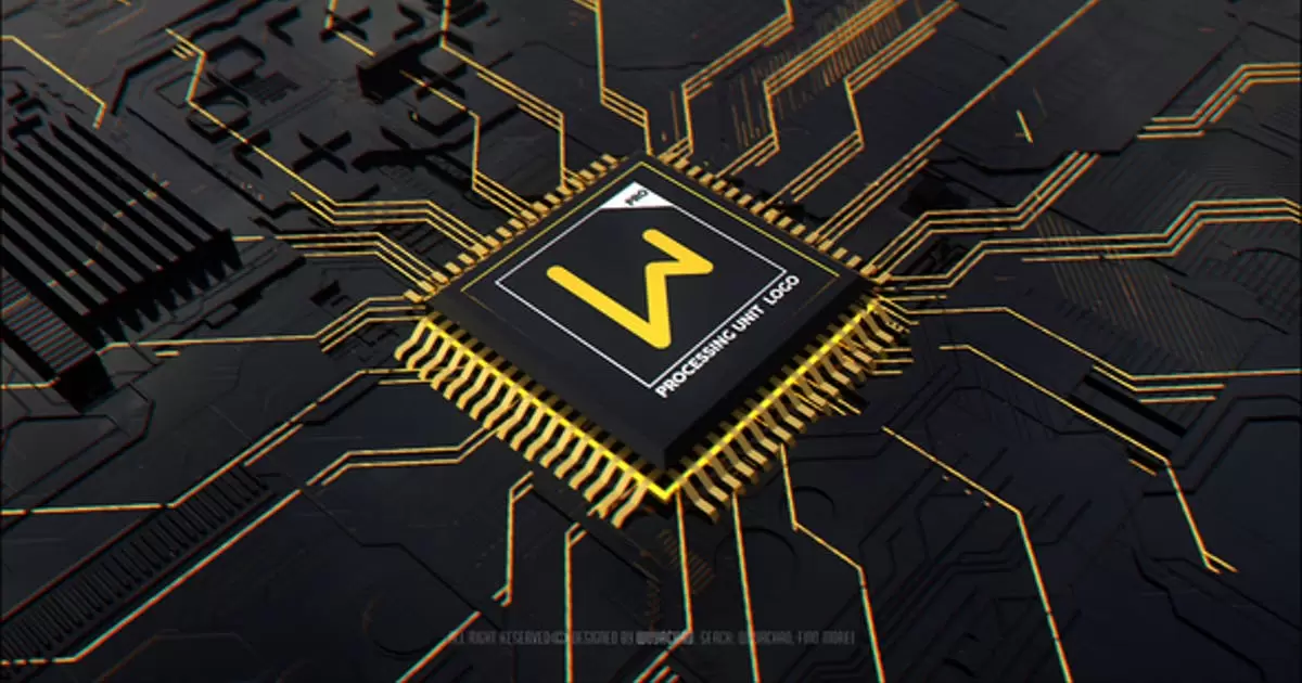 cpu芯片高科技logo处理单元徽标AE视频模版Processing Unit Logo