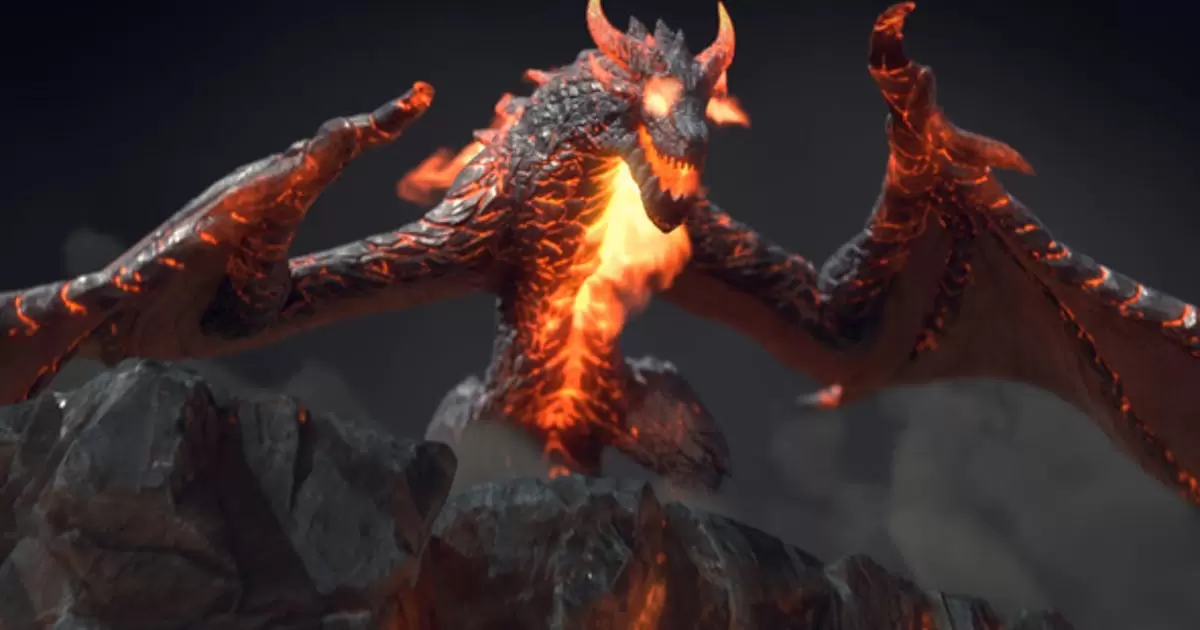 火龙电影片头logo标志出现介绍AE视频模版Fire Dragon Intro