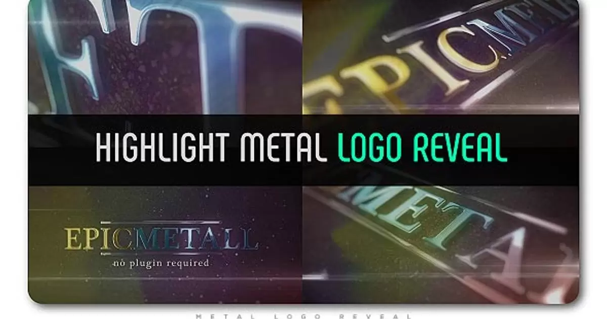 突出显示金属质感logo徽标AE视频模版Highlight Metal Logo Reveal