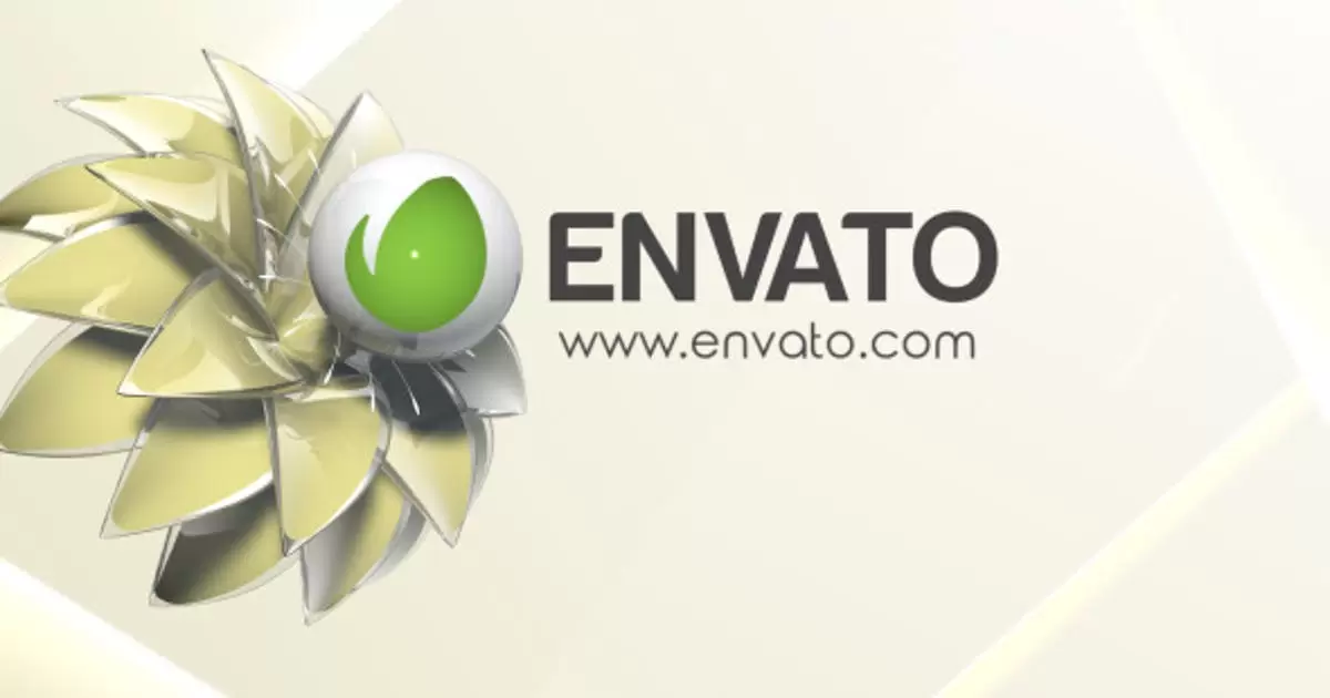 3D立体简单花卉展开logo标志AE视频模版3D Clean Flower Logo