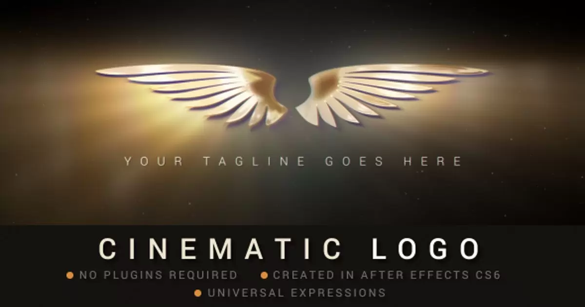 电影片头翅膀展开logo标志AE视频模版Cinematic Logo