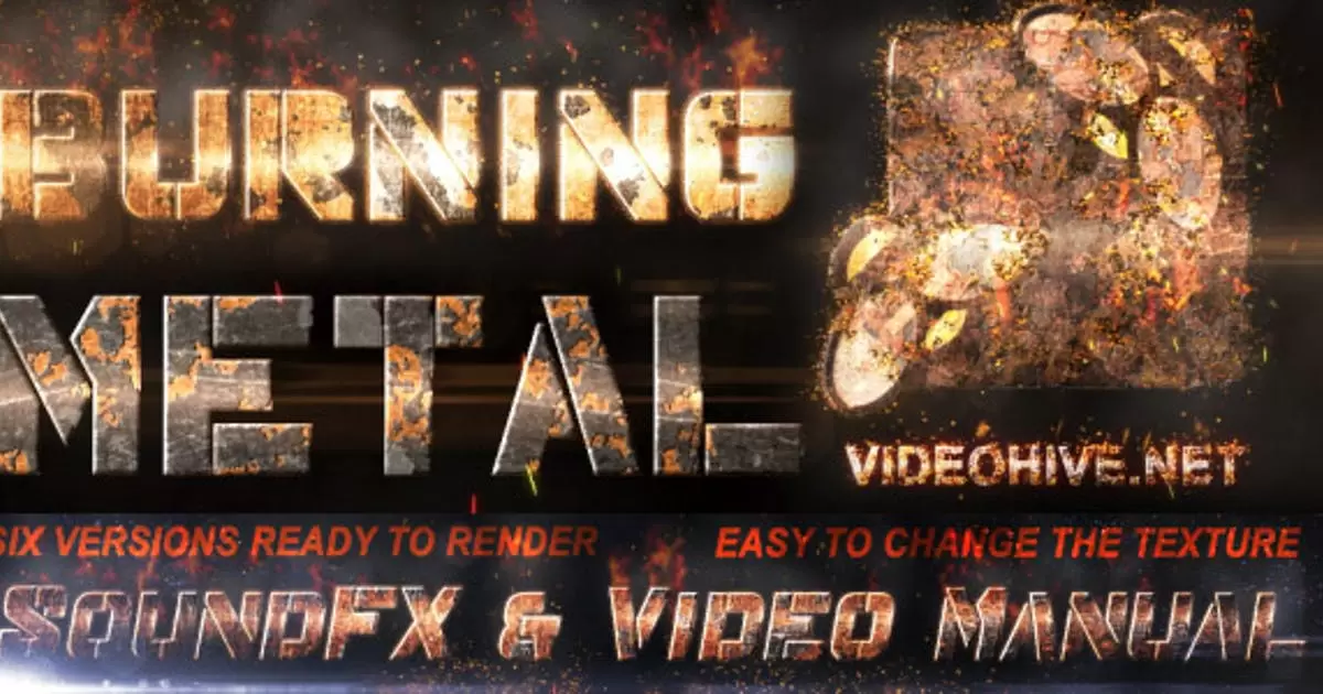 燃烧的金属表面锈迹logo标志AE视频模版Burning Metal