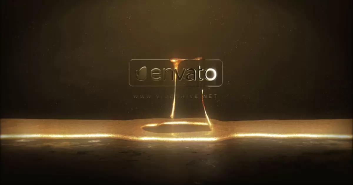金色液体流动组成logo标志AE模版Gold Liquid Logo