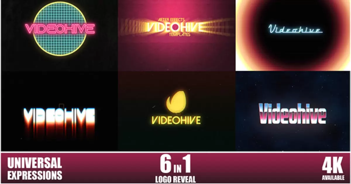 80年代的复古logo徽标显示AE模版80’s Logo Reveal