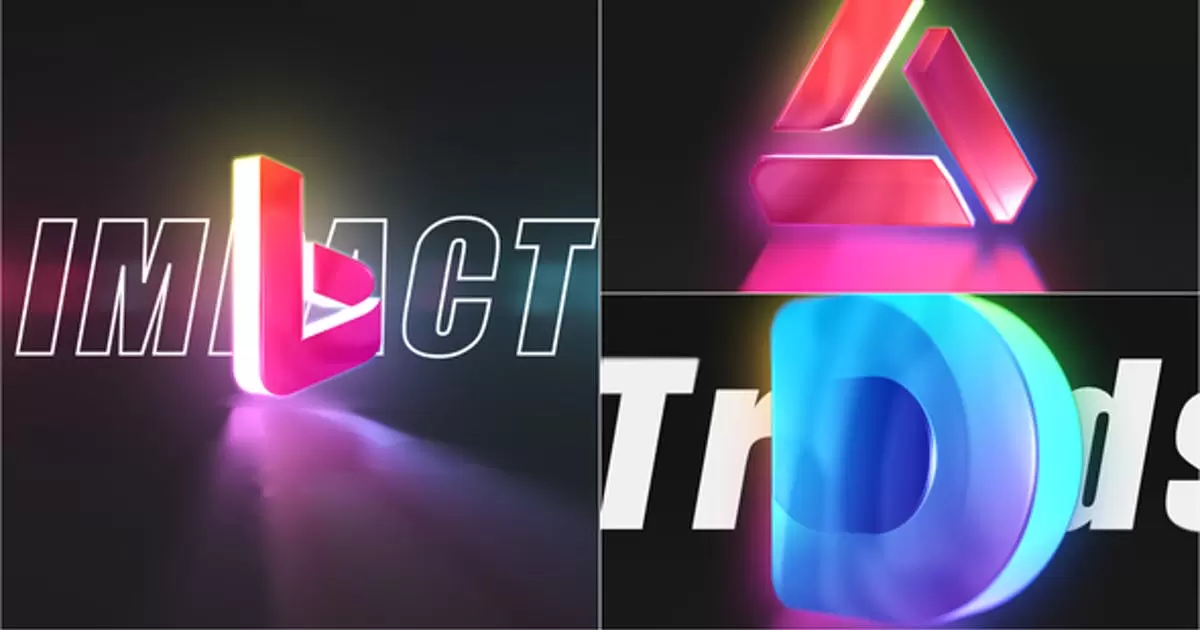 3D彩色标志介绍AE视频模版3D Color Logo Intro