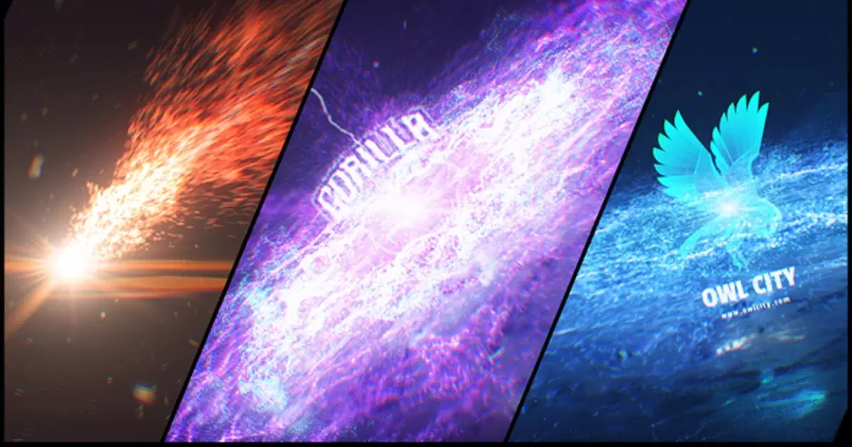 粒子命中撞击logo标志揭示AE视频模版Particle Hit Logo Reveal
