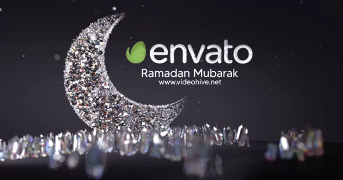 水晶钻石斋月logo标志揭示AE视频模版Crystal Ramadan logo reveal