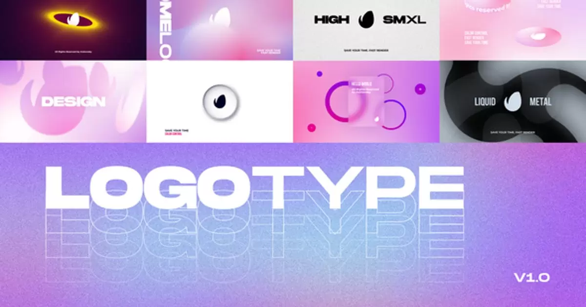 抽象设计艺术logo文字标志AE视频模版Lenient Logotype Pack
