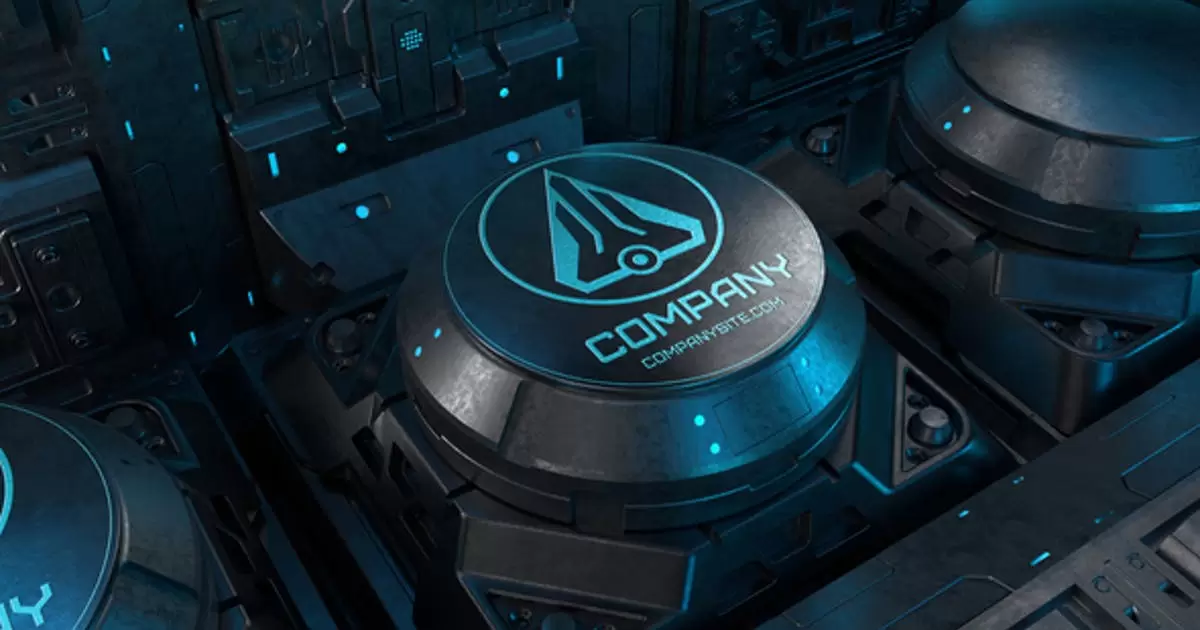 科幻标志高科技金属logo模型AE视频模版Sci-Fi Logo Mockup