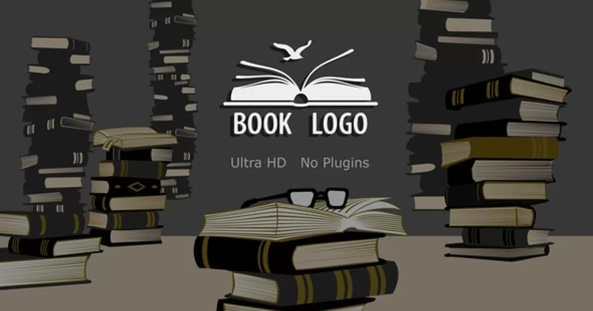 图书书籍动画logo标志AE模版Book Logo