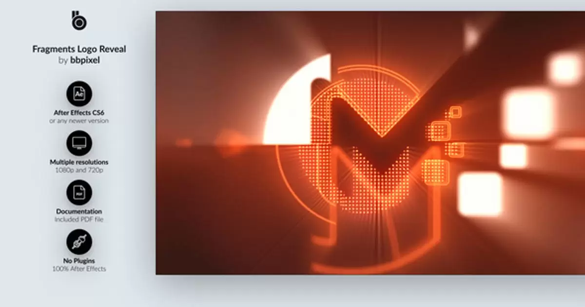 碎片标志光效logo揭示AE模版Fragments Logo Reveal