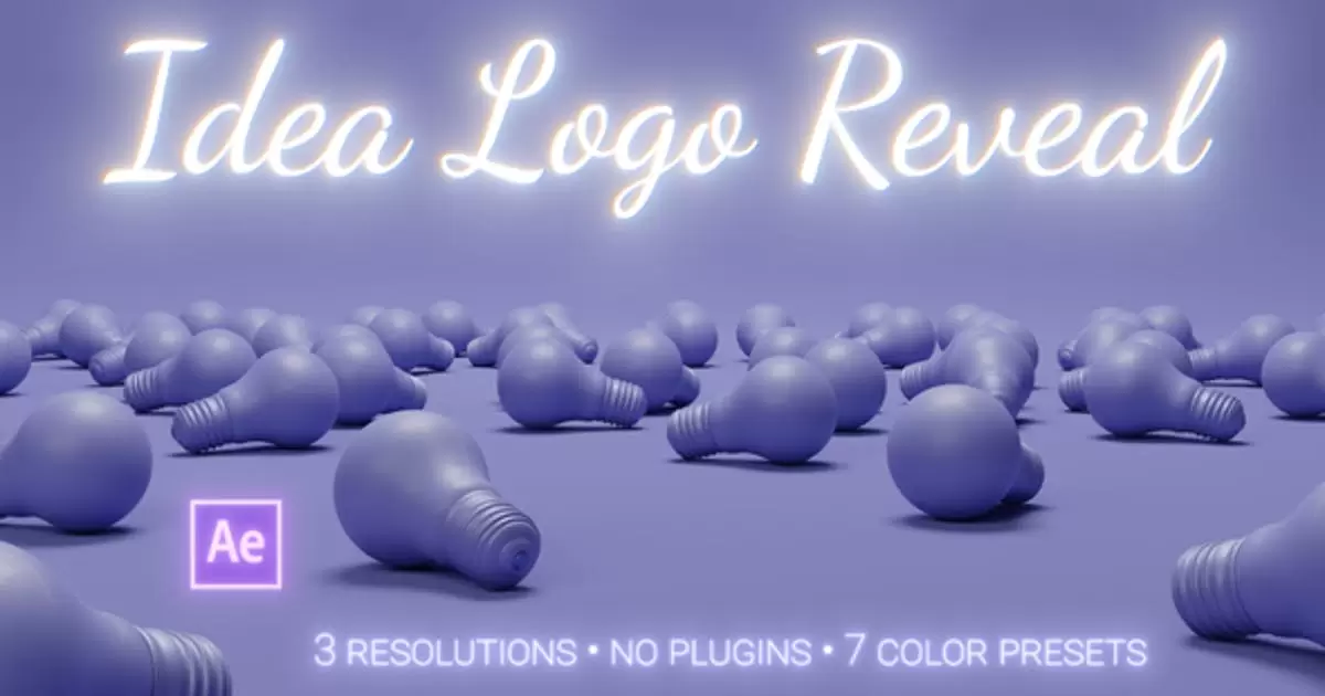 创意标志灯泡背景logo揭示AE视频模版Idea Logo Reveal
