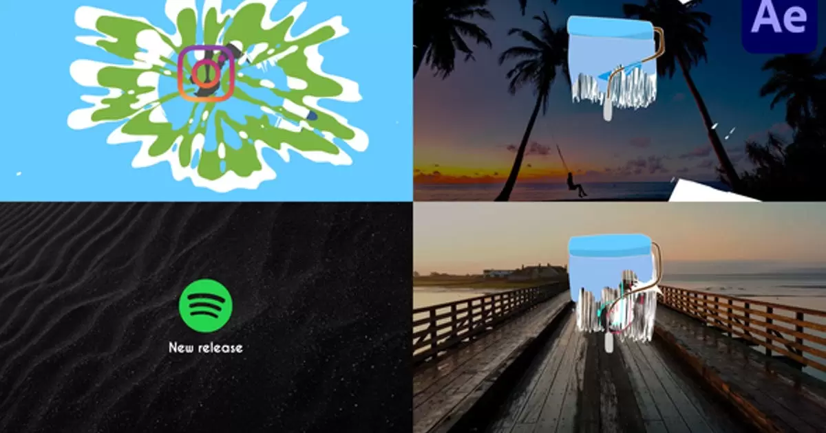 创意油漆喷溅logo标志AE视频模版Paint Logo for After Effects