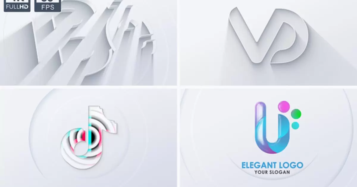 干净的3D白色logo标志AE视频模版Neumorphism Clean 3D Logo