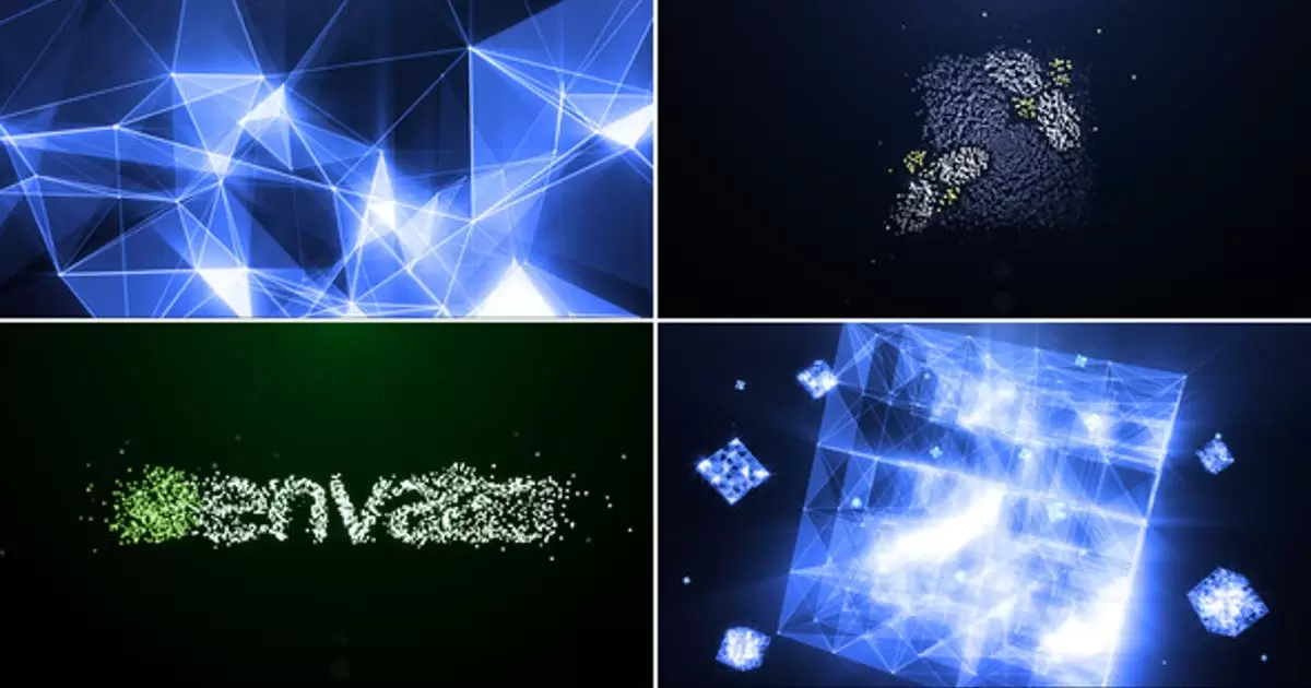 粒子丛林网络链接logo标志AE视频模版Plexus of particles