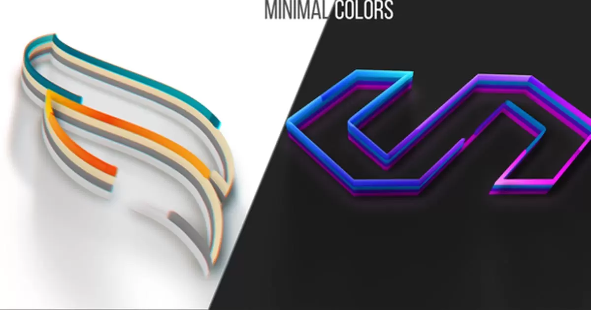简单多色彩logo颜色标志介绍AE视频模版Minimal Colors Logo Intro