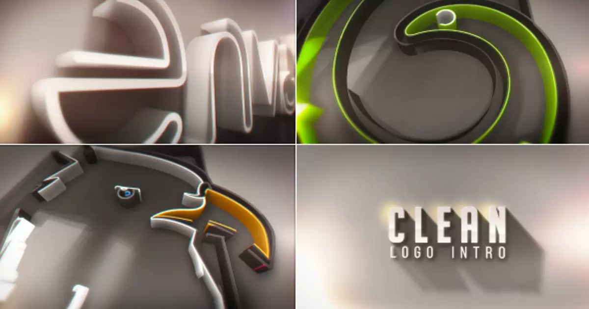 三维特效logo标志介绍AE视频模版Clean Logo Intro