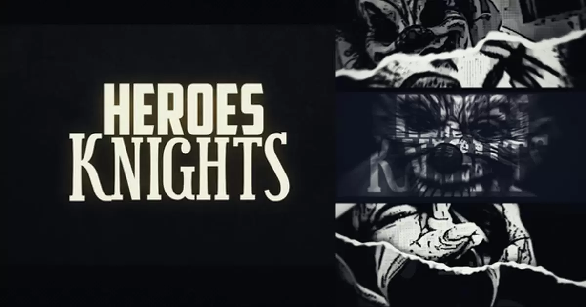 漫画英雄骑士logo标志介绍AE视频模版Heroes Knights Logo Intro
