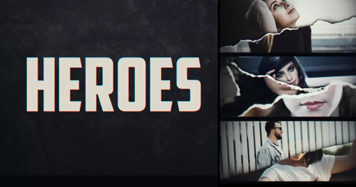 翻页屏幕切割logo标志介绍AE视频模版Page Turn Heroes Intro