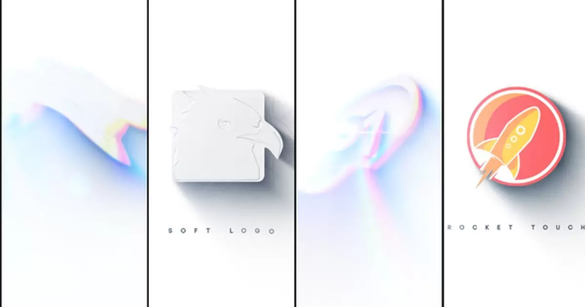 白色特效光效logo标志2AE模版Soft Clean Logo 2