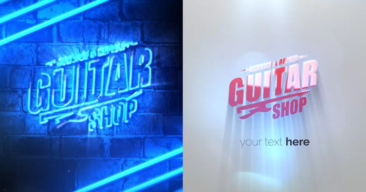 霓虹灯发光logo标志揭示AE模版Grunge Neon Logo Reveal