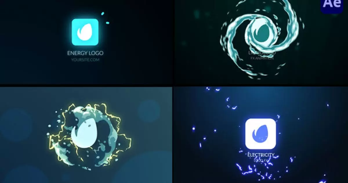 最小能量2D FX logo标志特效AE视频模版Minimal Energy 2D FX Logo
