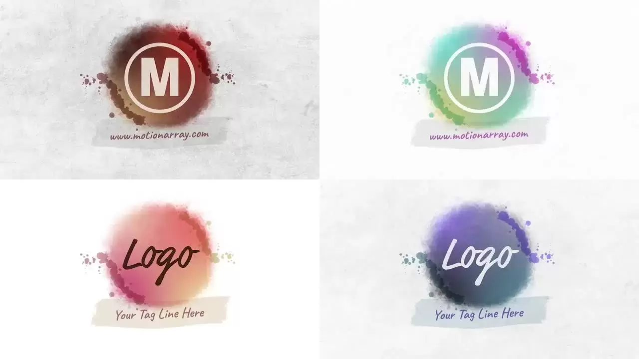 水彩溶解汇聚标志Logo动画展示AE模板视频下载