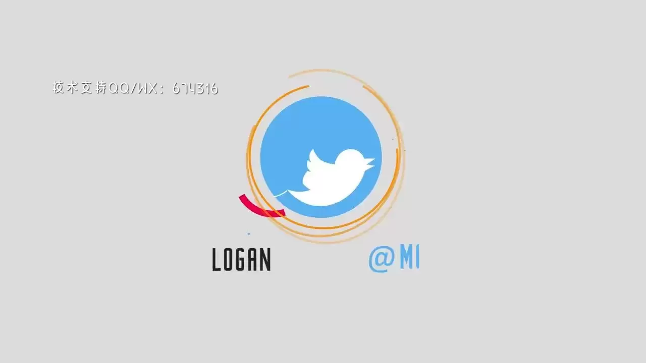 3个社交媒体LOGO标志显示AE模板视频下载