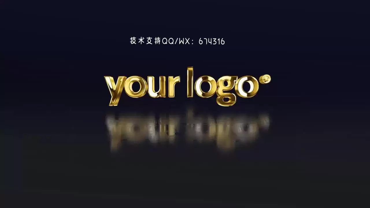 简单的3D金色LOGO标志AE模板视频下载(含音频)
