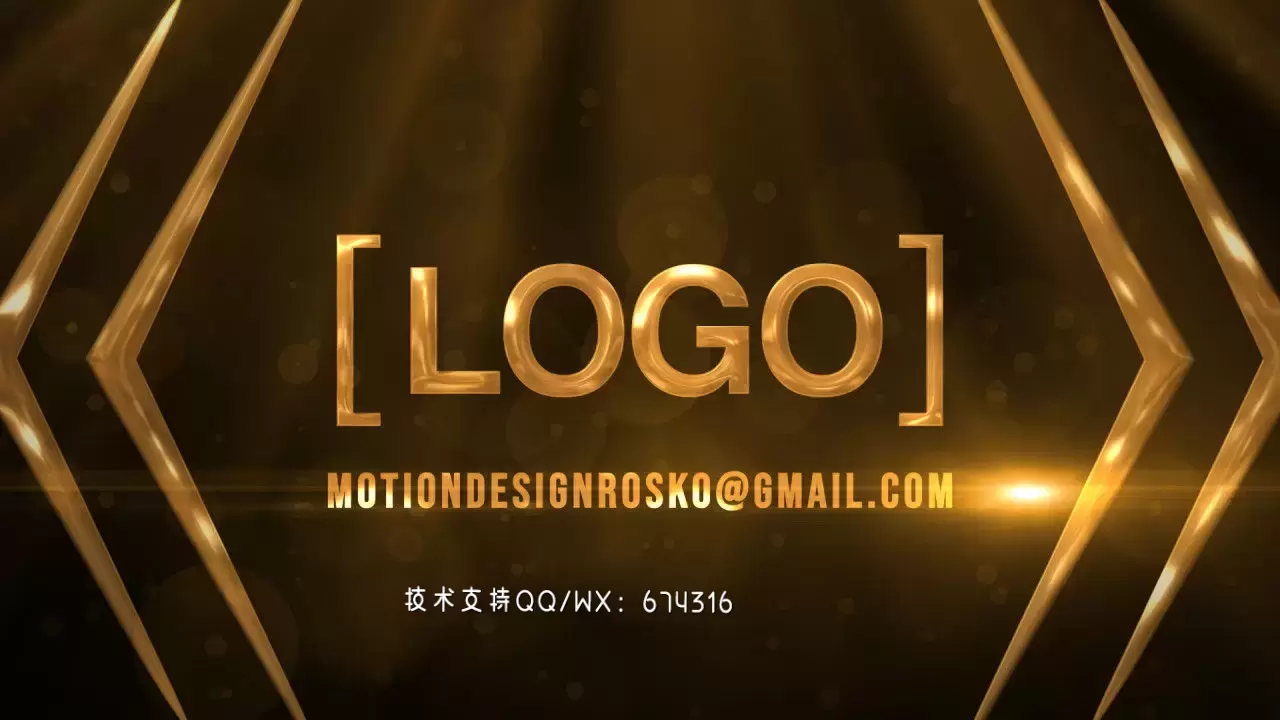 优雅豪华的金色LOGO标志展示AE模板视频下载