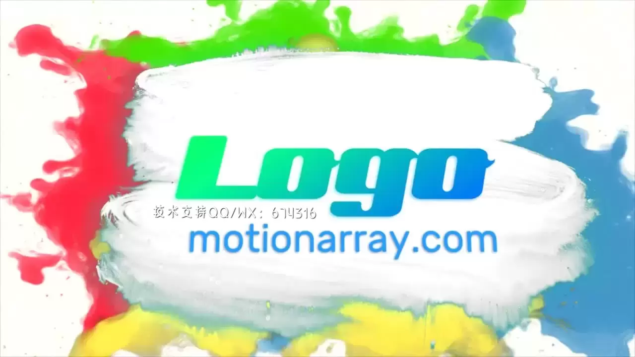 明亮的水墨彩色logo动画AE模板视频下载