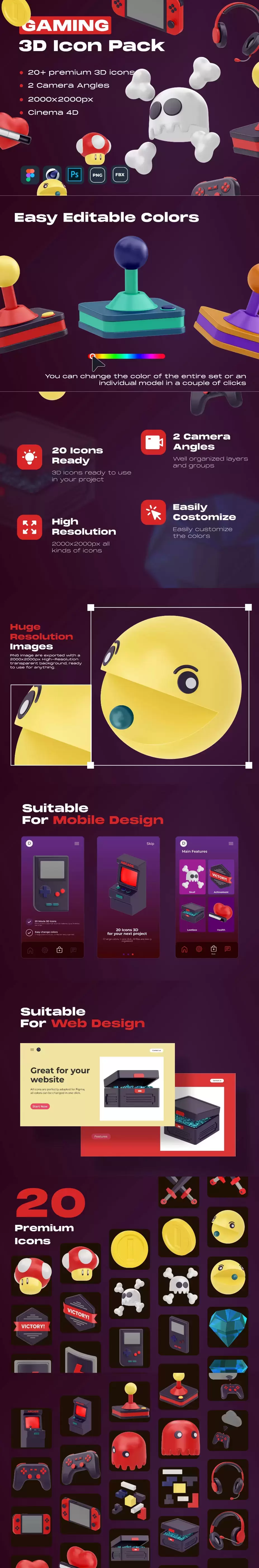 C4D 游戏卡通3D图标套装下载(FBX,C4D)插图 C4D 游戏卡通3D图标套装下载(FBX,C4D)插图