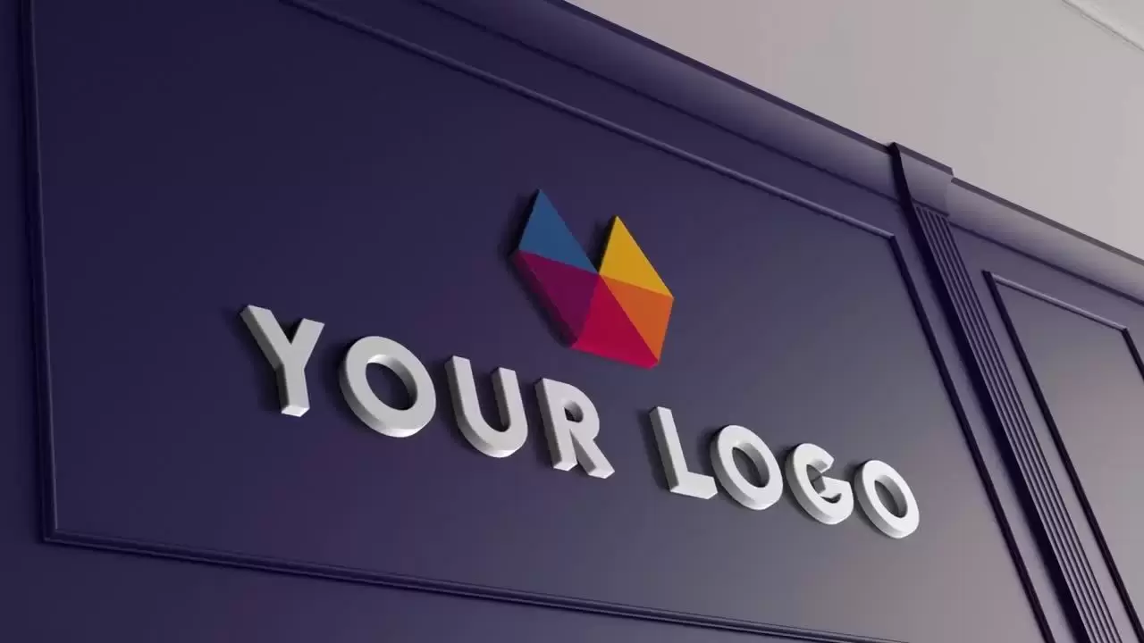 4中不同颜色的墙LOGO标志AE模板视频下载(含音频)