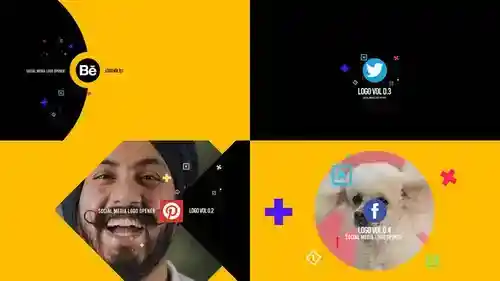 动态数据失真片尾Logo动画模板