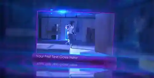 文本序列和视频显示科技感图文AE视频