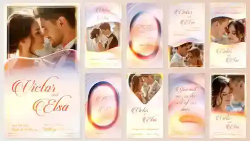 婚礼邀请Instagram卷轴故事婚礼公告AE视频