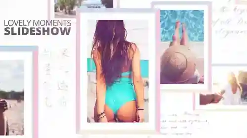 可爱的时刻幻灯片3d照片库和周年纪念AE视频