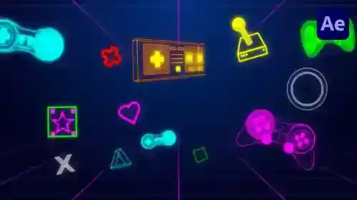 游戏图标可循环叠加精力充沛的AE视频