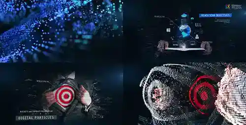 数字公司幻灯片,视频显示ft。抽象艺术和块AE视频