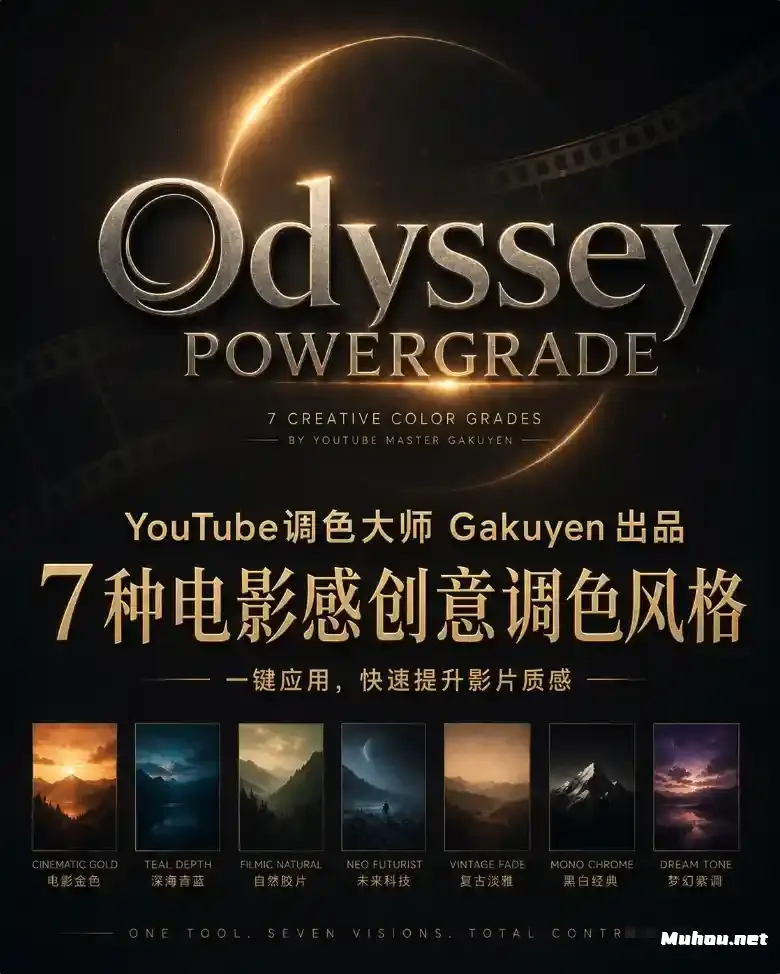 东京创意大神 Gaku 推出的Odyssey Powergrade 调色节点+LUT,打造极致广告短片和VLOG