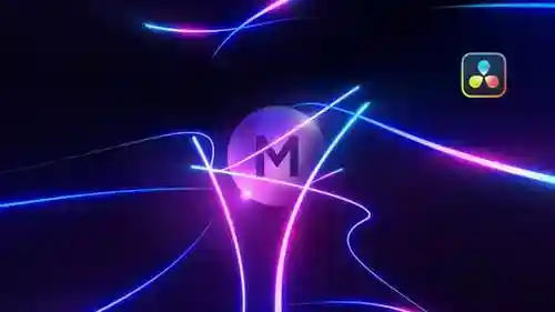 动态霓虹灯线徽标动画模板显示达芬奇模板