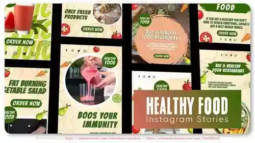 健康食品Instagram促销包广告和早餐商店宣传竖屏AE视频
