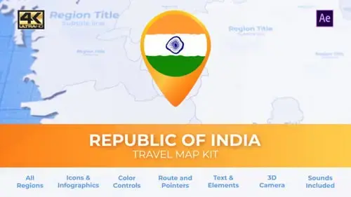 印度地图-印度共和国旅游MapAE视频