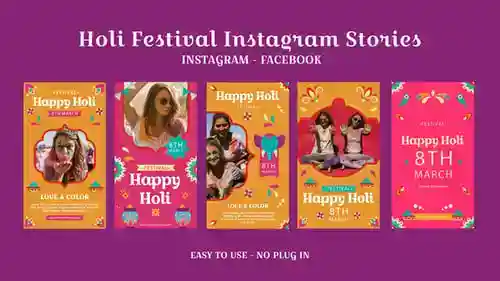Hari节Instagram故事,视频显示ft。庆祝活动和丰富多彩的设计AE视频