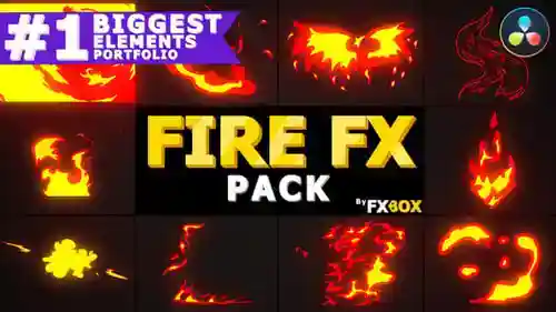 2D FX Fire Elements | DaVinci Resolve,Elements ft。火灾和爆炸与DaVinci Resolve达芬奇模板兼容