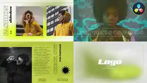 用于照片和视频促销的动态时尚幻灯片,片头英尺时尚和动感达芬奇模板